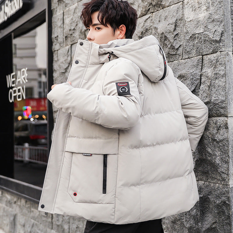 Herren wattierter Parka mit Kapuze, hohem Stehkragen und Utility‑Taschen Nord Taschen