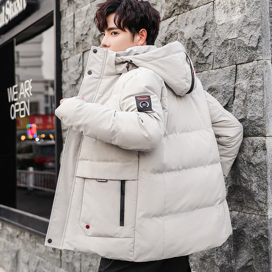 Herren wattierter Parka mit Kapuze, hohem Stehkragen und Utility‑Taschen Nord Taschen