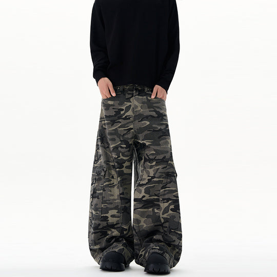 Herren Ultraweite Cargohhose im Baggy‑Cut mit tiefem Schritt Nord Taschen