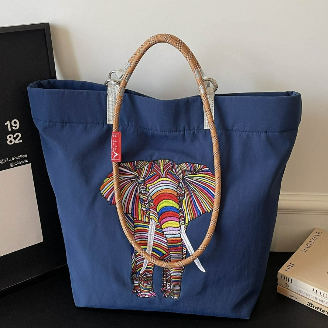 Damen Freizeit Tote Tasche mit buntem Elefantenmotiv Nord Taschen