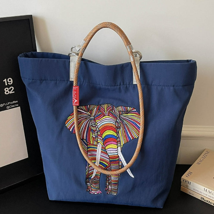 Damen Freizeit Tote Tasche mit buntem Elefantenmotiv Nord Taschen