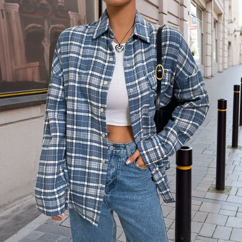 Damen Karierte Overshirt Nord Taschen