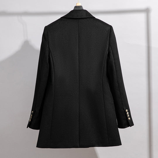 Herren Doppelreihiger Wollblend-Mantel mit kastiger Silhouette und goldenen Schmuckknöpfen Nord Taschen