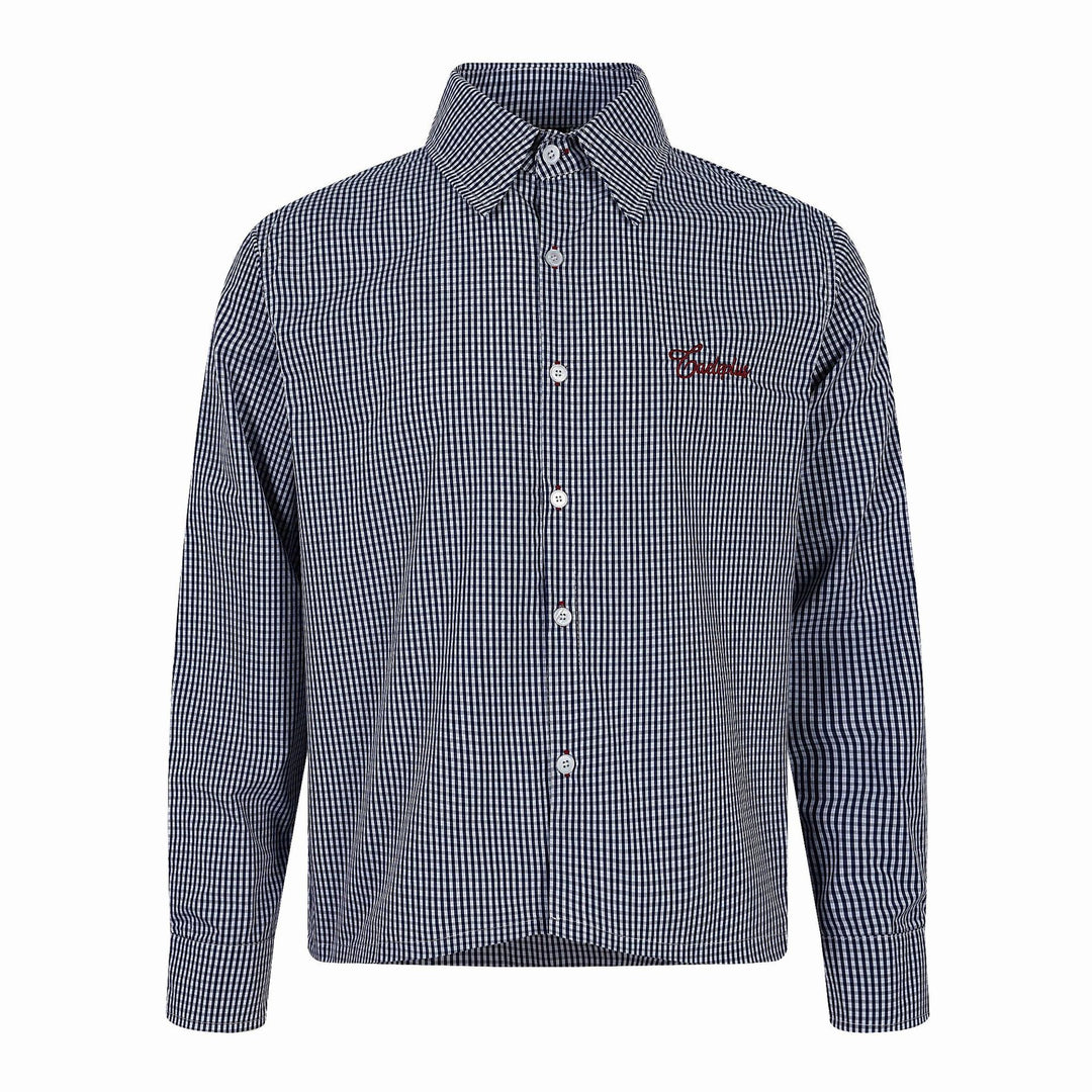 Herren Kariertes Gingham-Hemd mit Button-Down-Kragen und Bruststickerei Nord Taschen