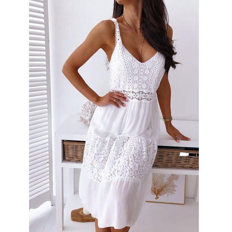 Damen Sommerkleid mit eleganten Spitzenakzenten und luftiger Passform