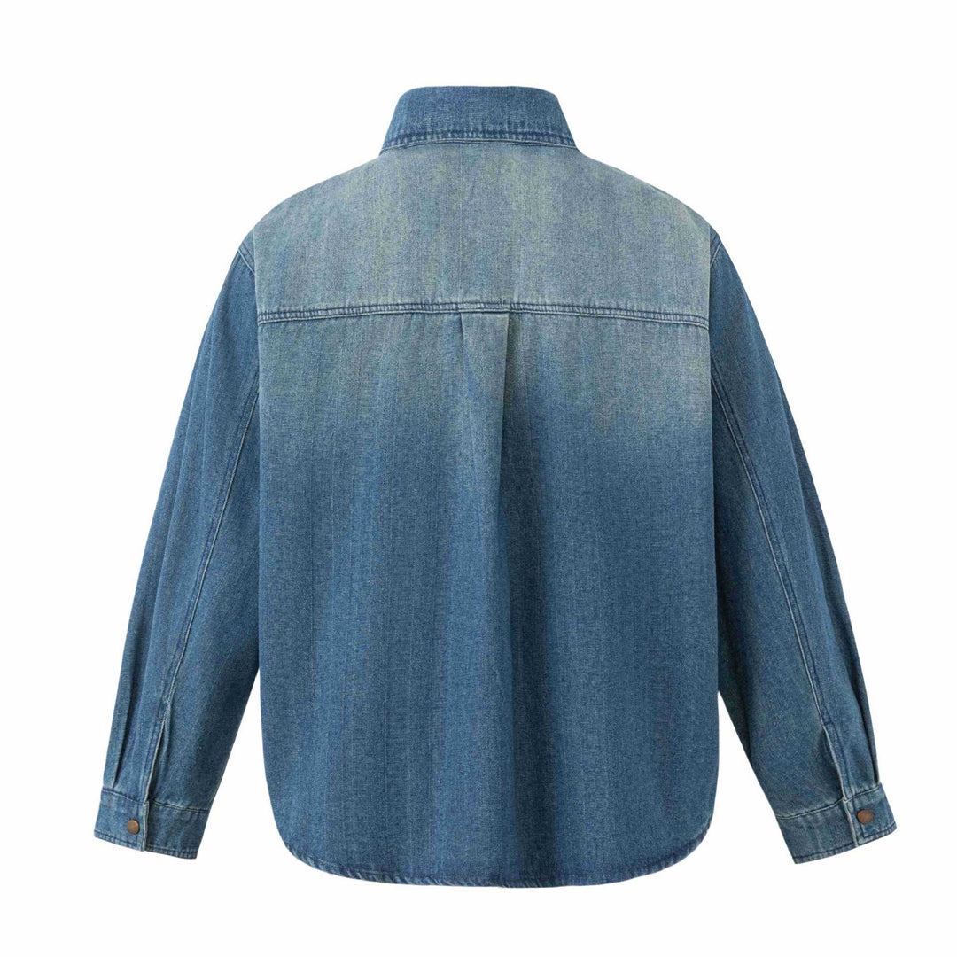 Unisex Oversize Denim‑Hemdjacke mit Druckknopfleiste und aufgesetzten Brusttaschen Nord Taschen
