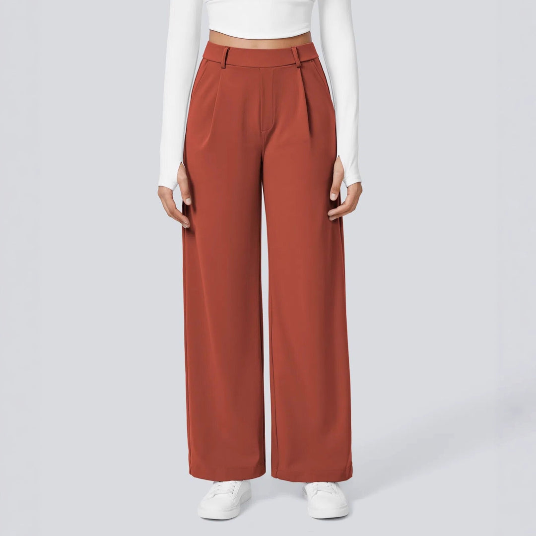 Damen Elegante High‑Waist Palazzo‑Hose mit vorderen Bundfalten und Eingrifftaschen Nord Taschen