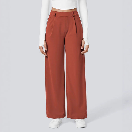 Damen Elegante High‑Waist Palazzo‑Hose mit vorderen Bundfalten und Eingrifftaschen Nord Taschen