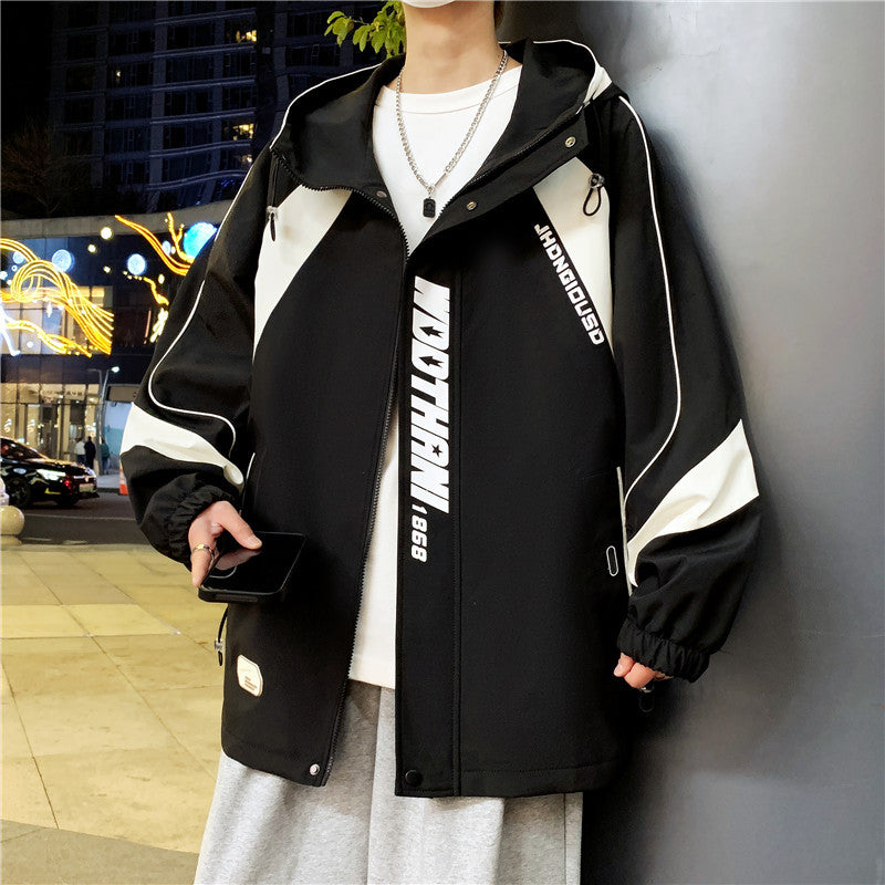 Herren Oversize-Windbreaker mit Kapuze, sportlichem Frontprint und Kontrastpanelen Nord Taschen
