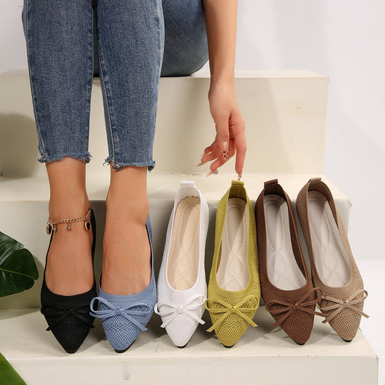 Damen elegante Ballerinas mit stylischem Schleifen-Detail aus atmungsaktivem GewNord Taschene Nord Taschen