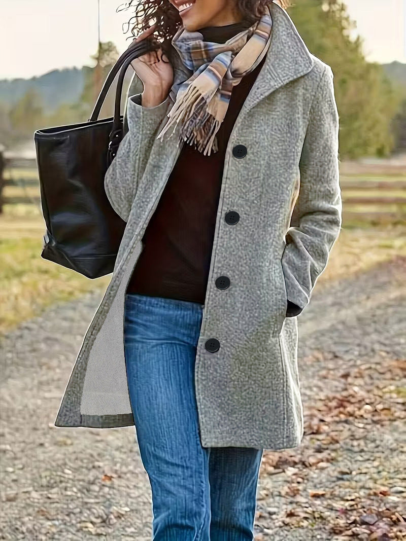 Damen wollähnlicher Teddy-Kurzmantel mit Stehkragen und seitlichen Eingrifftaschen Nord Taschen