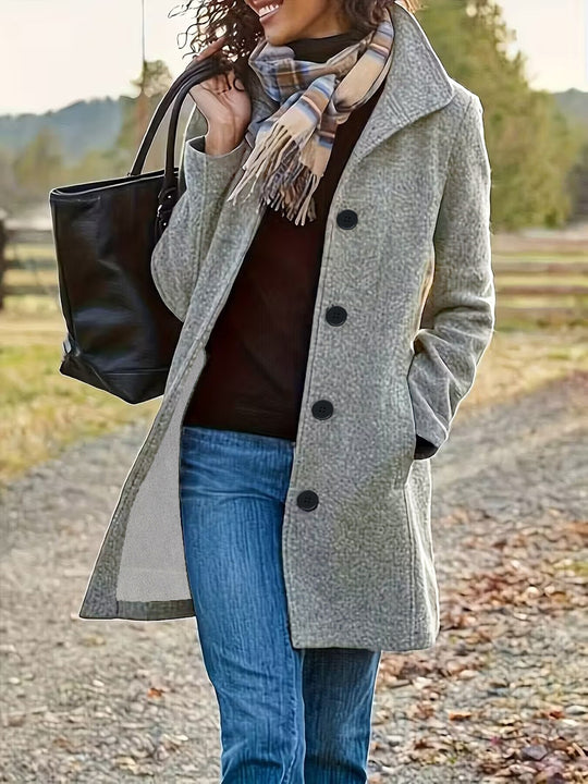 Damen wollähnlicher Teddy-Kurzmantel mit Stehkragen und seitlichen Eingrifftaschen Nord Taschen