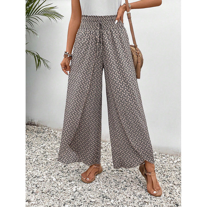 Damen weite Palazzo-Hose mit elastischem Bund und angesagtem Muster