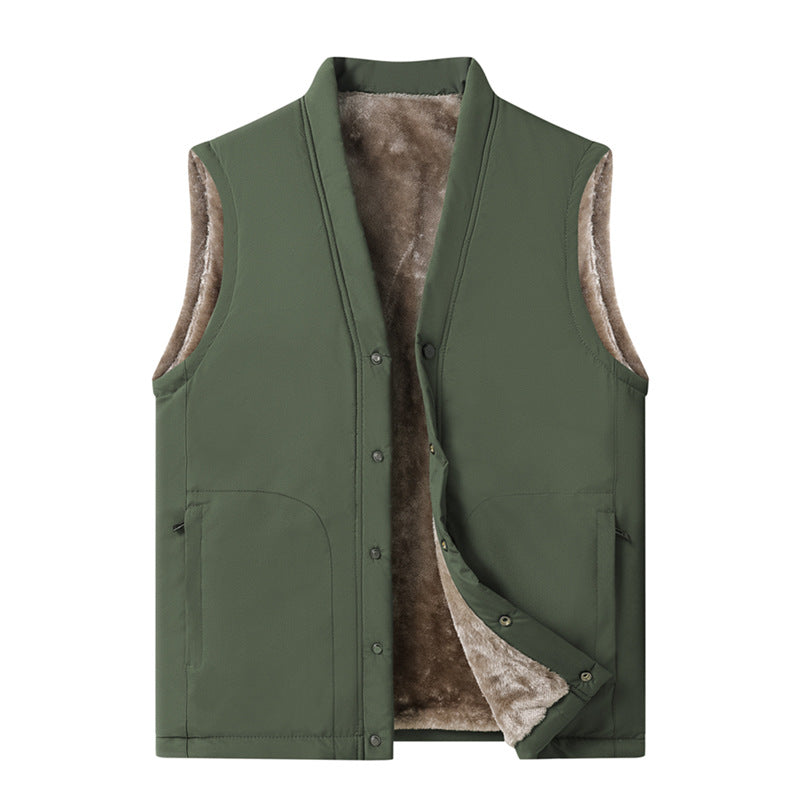 Herren Thermische Steppweste mit Kunstfell-Innenfutter, Druckknopfblende & verdeckten Eingrifftaschen Nord Taschen