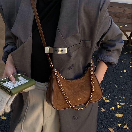 Damen modische Schultertasche im Vintage-Look mit Kettenriemen Nord Taschen