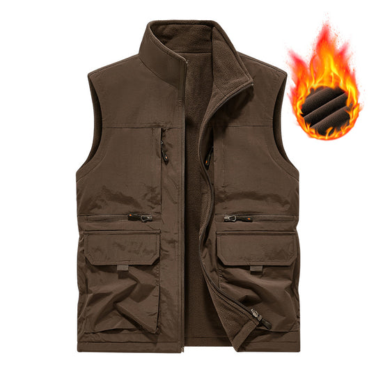 Herren Gefütterte Utility‑Weste mit wärmendem Fleece‑Innenfutter, winddicht & Multifach‑Taschen Nord Taschen