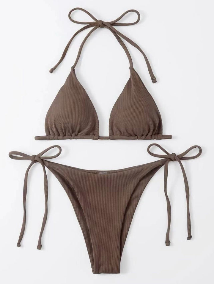 Damen Triangel-Bikini mit seitlichem Knoten und verstellbaren Trägern