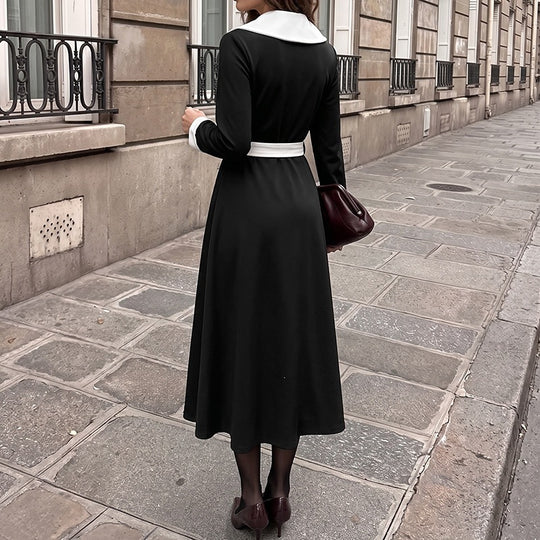 Damen Elegantes Wickelkleid mit Hemdkragen und Gürtel Nord Taschen