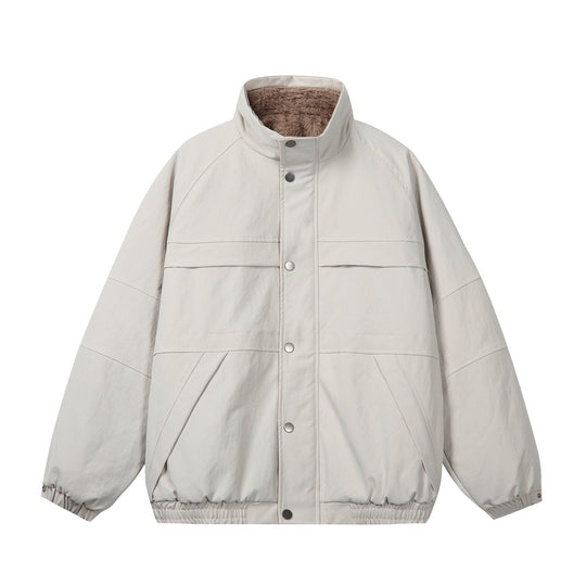 Unisex Kurz geschnittene Boxy-Pufferjacke mit hochschließendem Kragen und Teddy-Innenfutter Nord Taschen