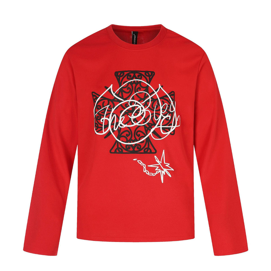 Damen Langärmliges Rundhals-Shirt mit dekorativem Print Nord Taschen
