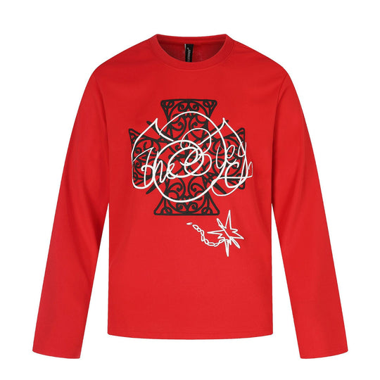 Damen Langärmliges Rundhals-Shirt mit dekorativem Print Nord Taschen