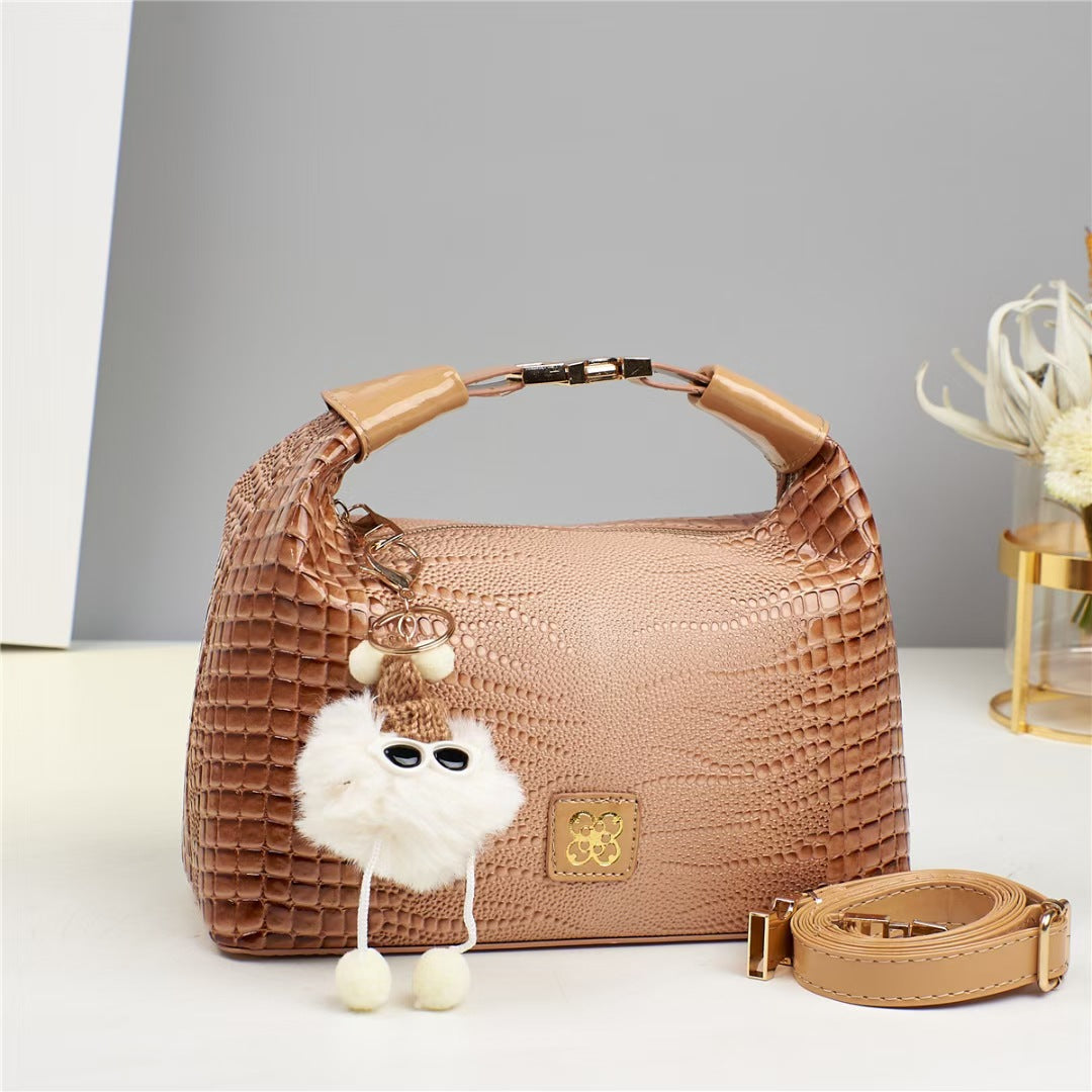 Damen Handtasche mit strukturiertem Krokodilleder und abnehmbarem Tragegurt Nord Taschen