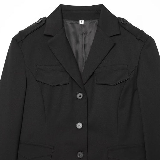 Damen Cropped Military-inspirierter Kurzblazer mit Schulterpatten und Pattentaschen Nord Taschen