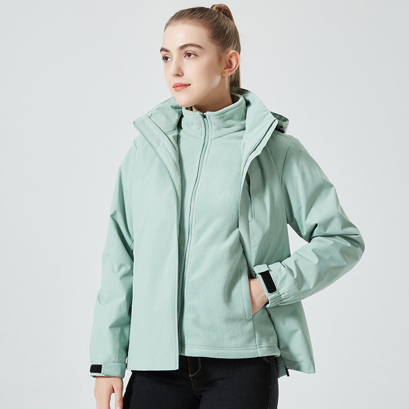 Damen leichte wasserabweisende Freizeit-Outdoorjacke mit verstellbarer Kapuze und verdecktem Reißverschluss Nord Taschen