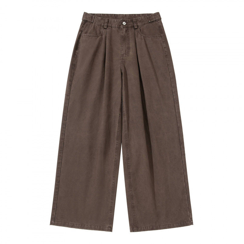 Damen Weite Bundfalten-Hose mit hoher Taille und weitem Bein Nord Taschen