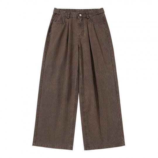 Damen Weite Bundfalten-Hose mit hoher Taille und weitem Bein Nord Taschen