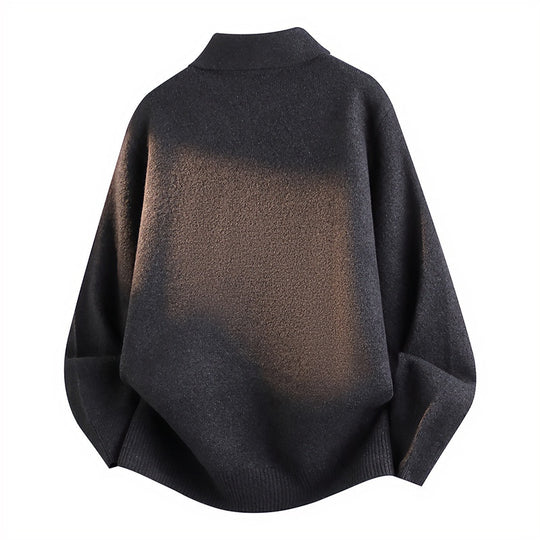 Unisex Lässiger Oversize-Strickpullover mit Polokragen und Halber Knopfleiste Nord Taschen