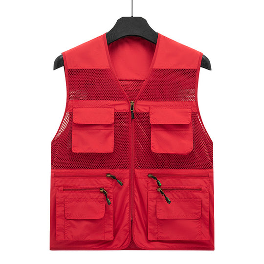 Herren Leichte Mesh-Utility-Weste mit vielen Reißverschluss- und Klapptaschen für Outdoor und Fotografie Nord Taschen