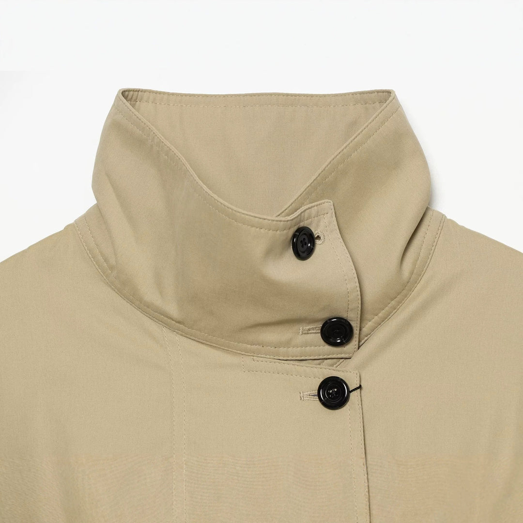 Damen Weites Cropped Cape‑Blouson mit hohem Stehkragen und Knopfleiste Nord Taschen