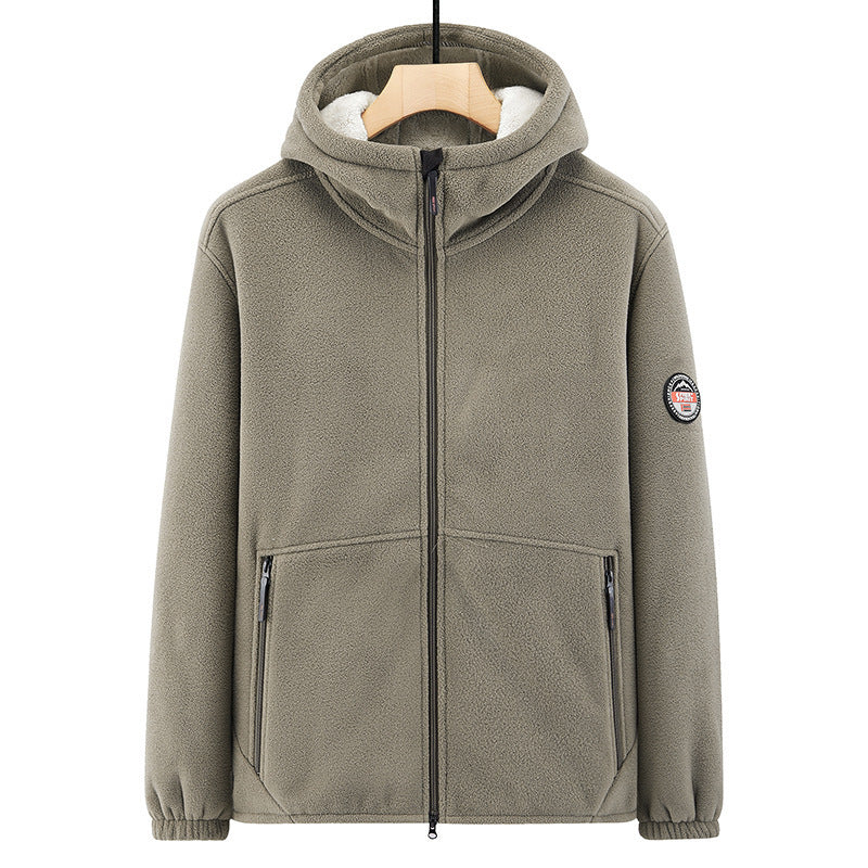 Herren Fleece-Kapuzenjacke mit Teddyfutter, Zwei-Wege-Reißverschluss und verdeckten Reißverschlusstaschen Nord Taschen
