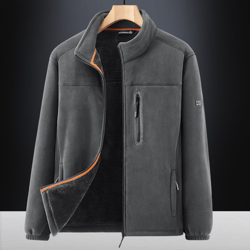 Herren Microfleece-Outdoorjacke mit wasserdichter Brusttasche, Stehkragen und Teddyfleece-Innenfutter Nord Taschen