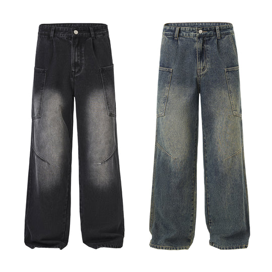 Herren Baggy-Denim-Cargohose mit ergonomischen Knieabnähern und großzügigen Fronttaschen Nord Taschen