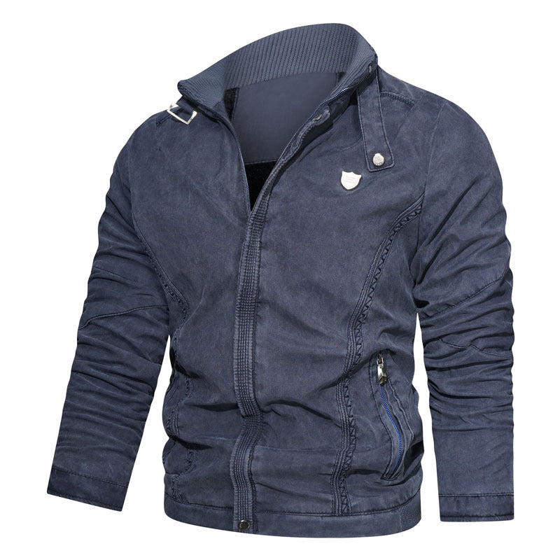 Herren leichter Canvas-Bomber mit Stehkragen, Reißverschluss und Reißverschlusstaschen Nord Taschen