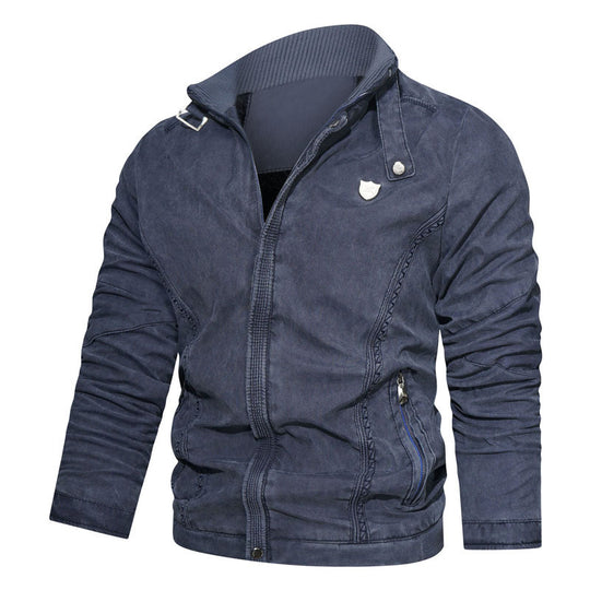 Herren leichter Canvas-Bomber mit Stehkragen, Reißverschluss und Reißverschlusstaschen Nord Taschen