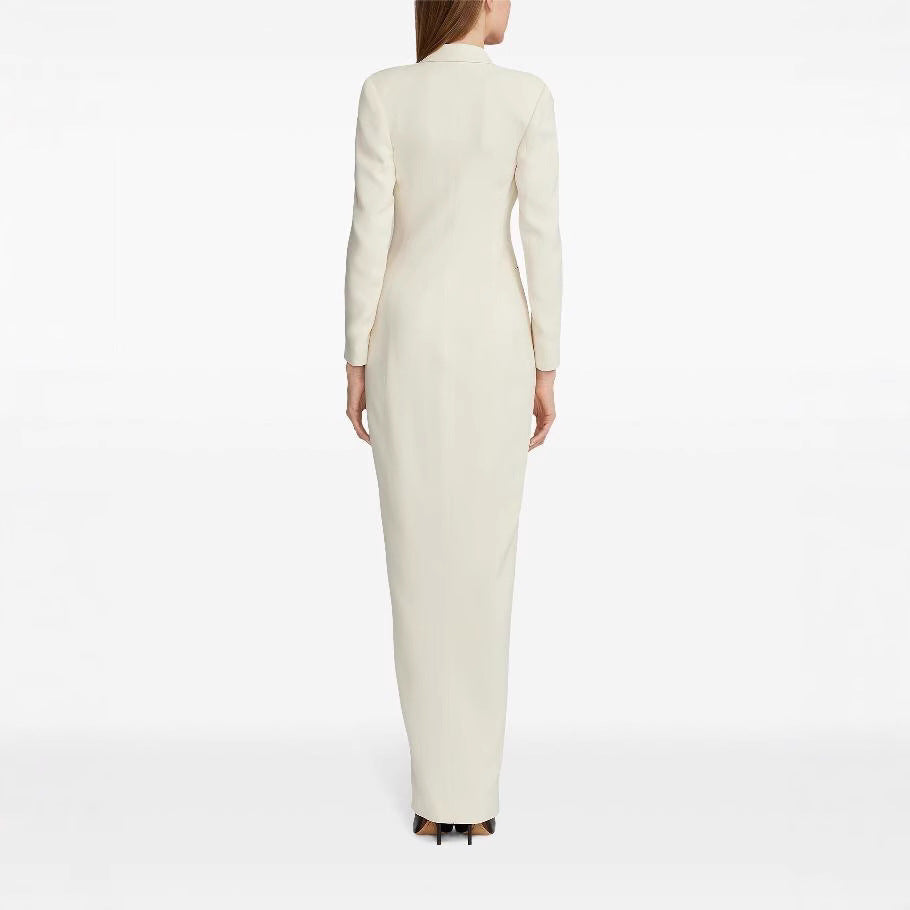 Damen Lange Smokingsakko-Kleid mit tailliertem Schnitt und Beinschlitz Nord Taschen
