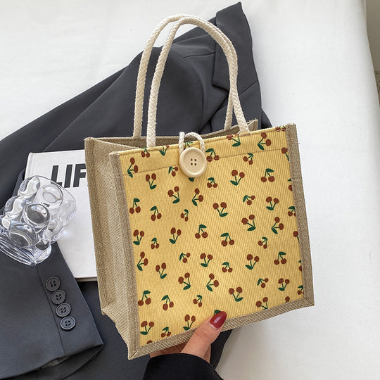Damen Jute-Tasche mit buntem Blumenmuster Nord Taschen