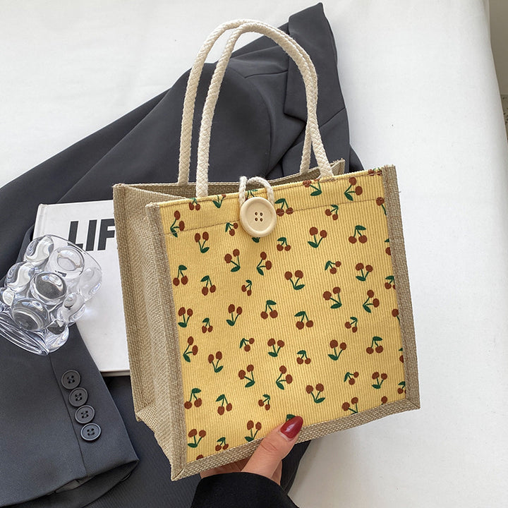 Damen Jute-Tasche mit buntem Blumenmuster Nord Taschen