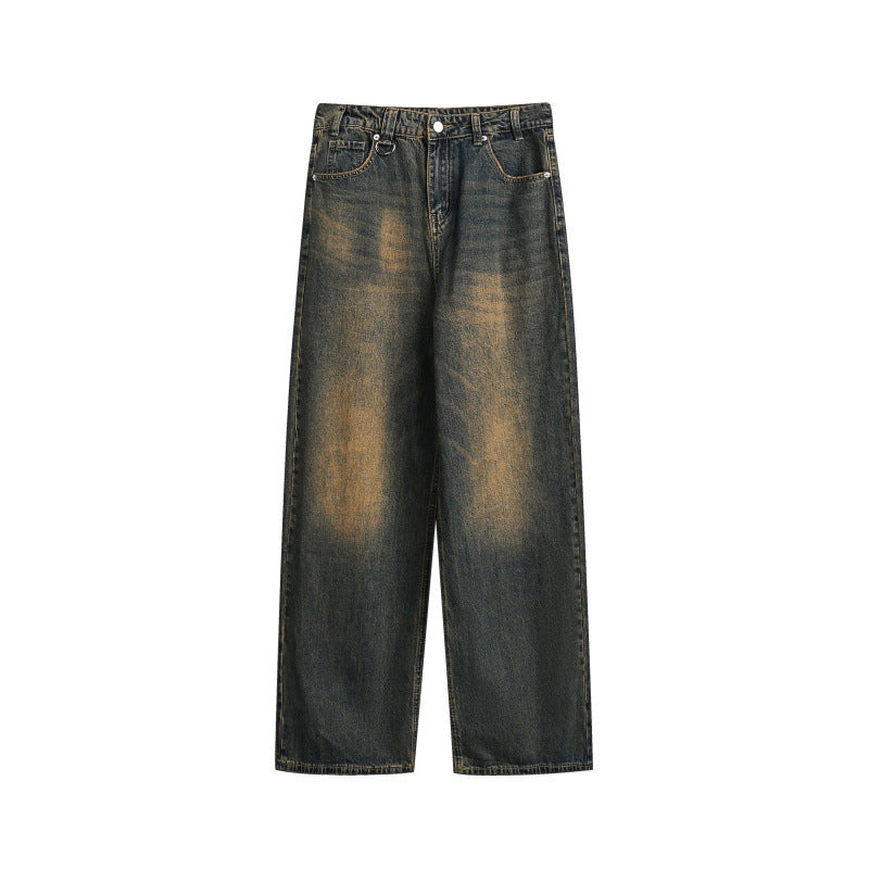 Damen Weite High‑Waist Relaxed-Jeans mit Vintage-Fading und geradem Bein Nord Taschen