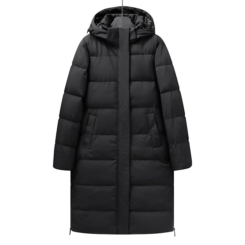 Damen Maxi-Langstreckender Thermo-Steppmantel mit 3D-Quilt und verstellbarer Kapuze Nord Taschen