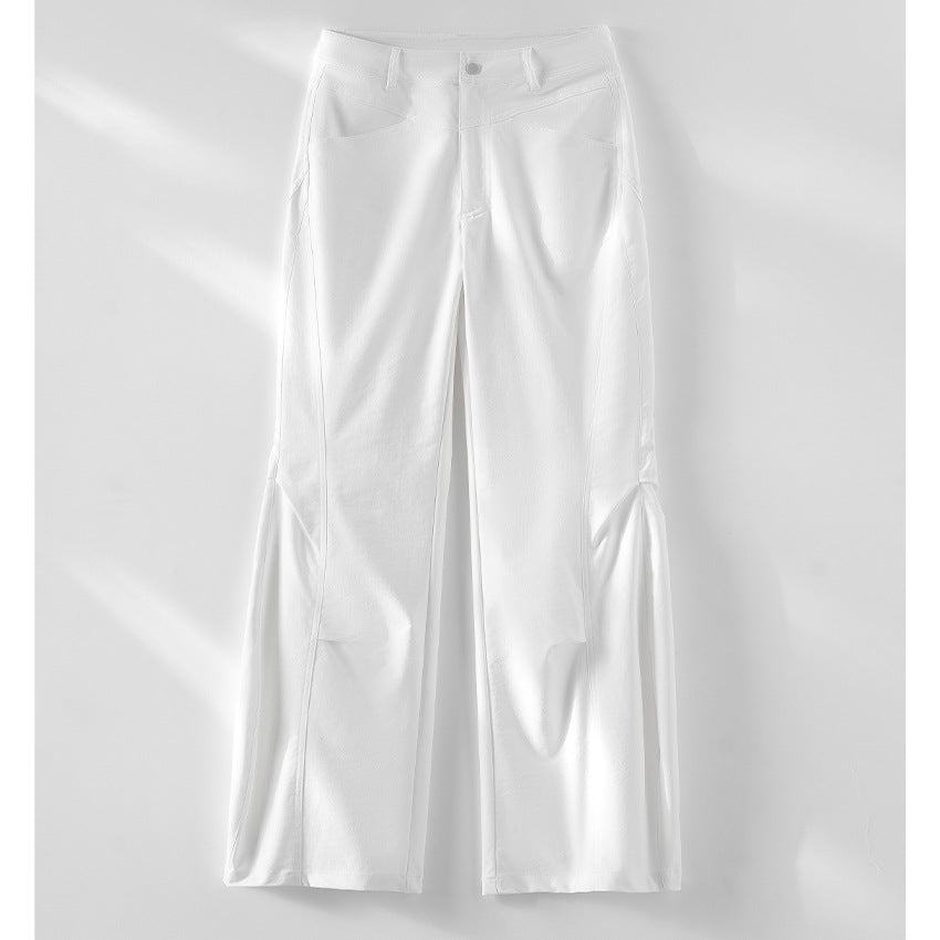 Damen Weite hochgeschnittene Hose mit seitlichen Schlitz‑Panels und markanten Nahtdetails Nord Taschen