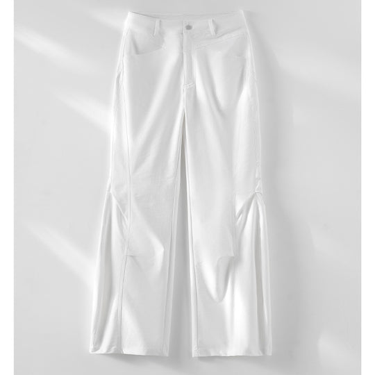 Damen Weite hochgeschnittene Hose mit seitlichen Schlitz‑Panels und markanten Nahtdetails Nord Taschen