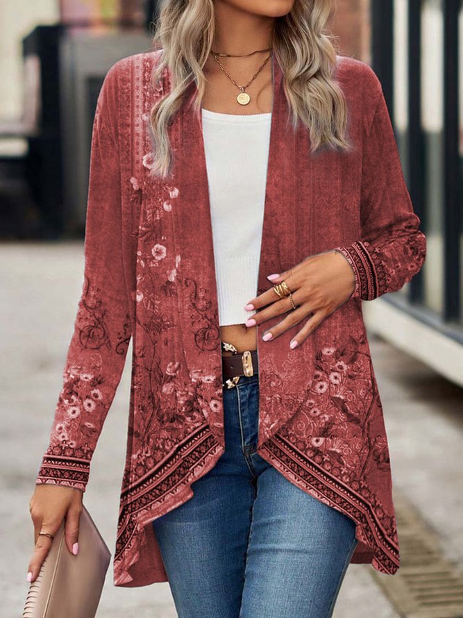 Damen Offene Longjacke mit floralem Design