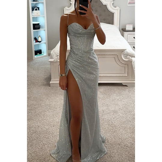 Pailletten Maxikleid Damen