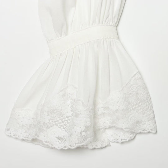 Damen Transparente Bluse mit Stehkragen, Volantenärmeln und Spitzenborte Nord Taschen