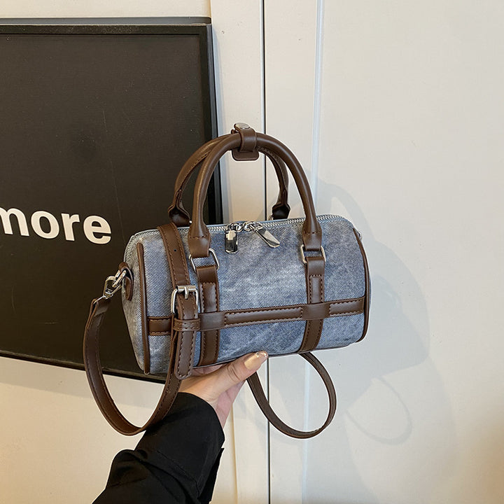 Damen modische Handtasche mit strukturiertem Denim und Lederdetails Nord Taschen