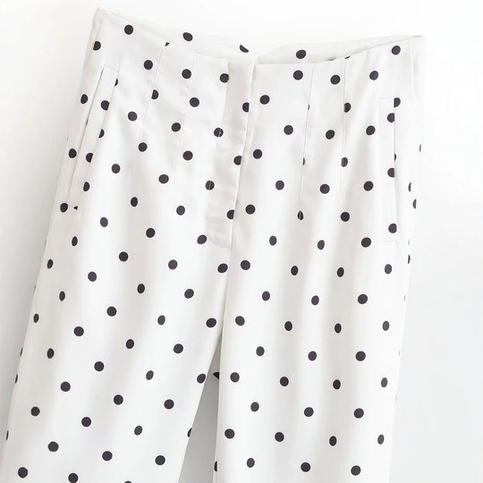 Damen Hochtaillierte konisch zulaufende Stoffhose mit Polka‑Dot‑Print und eleganter Bundverarbeitung Nord Taschen